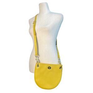 J.W. Hulme Co. Women's Leather Crossbody Handbag Yellow Purse Gold Hardware
